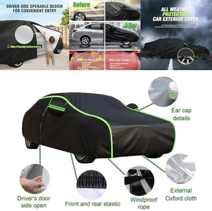 Full Exterior Covers for fia-t Panda Cross(2011-2021) car Covers for Outside Storage,with Zipper Door,Windproof Straps & Reflective Strips - Image 3