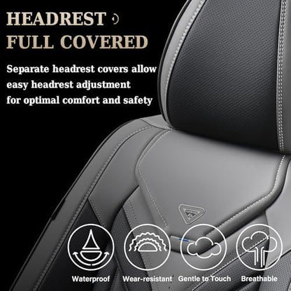 Coverado Seat Covers, Car Seat Covers Front Seats, Leather Seat Covers for Cars, Automotive Seat Covers Car Seat Protector Car Seat Cushion Universal Fit for Most Sedans SUV Pick-up Truck(Gray&Black) - Image 4