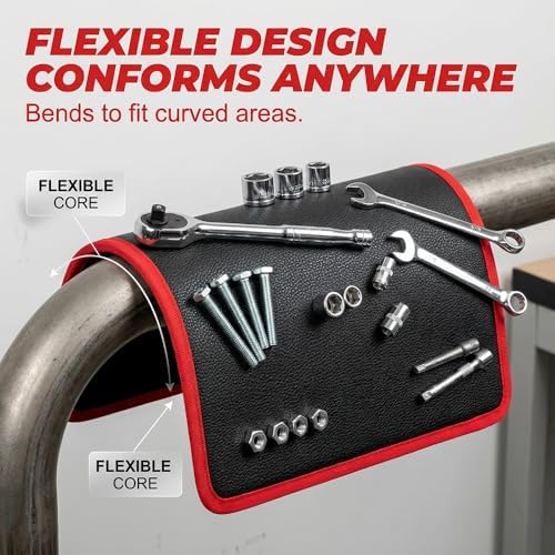 2026 Magnetic Tool Mat Set,Flexible Magnetic Tool Mats,Heavy Duty Non-Slip Parts Trays Suitable for Garage, Workshop & Auto Repair, Organize Wrenches, Screws & Bolts (Red Set) - Image 3