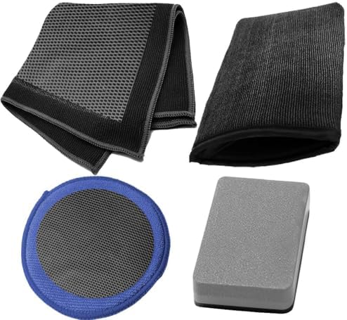 4-Piece Car Detailing Clay Bar Kit with Mitt & Towel Microfiber by Fukaixiang