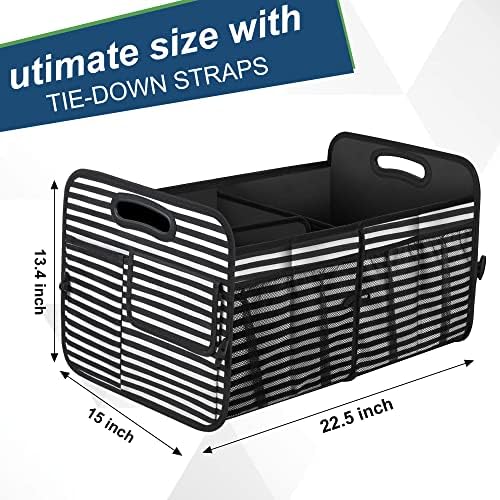 Femuar Car Trunk Organizer,Car Storage Organizer with 72L Large Capacity Waterproof Collapsible and 11 Pockets,Trunk Organizer for Car Suv/Jeep/Sedan, Large Size, Stripe - Image 3