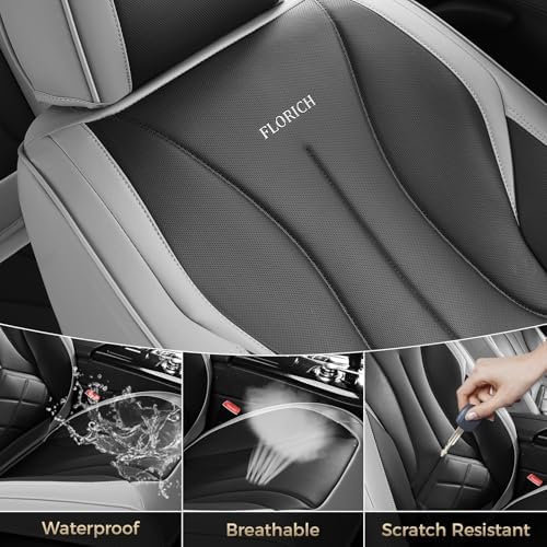 FLORICH Front Car Seat Covers, Leather Seat Covers for Cars, Waterproof Car Seat Protectors 2 Pack, Front Seat Covers for Cars, Automotive Seat Covers Protector Fit for Most Sedans SUV Pick-up Truck - Image 6