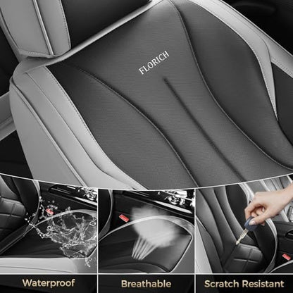 FLORICH Front Car Seat Covers, Leather Seat Covers for Cars, Waterproof Car Seat Protectors 2 Pack, Front Seat Covers for Cars, Automotive Seat Covers Protector Fit for Most Sedans SUV Pick-up Truck - Image 6