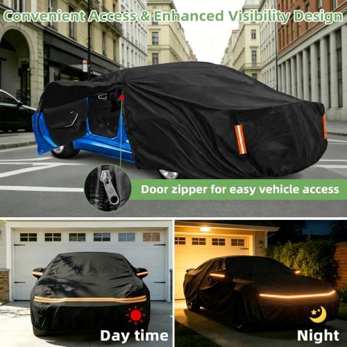 Car Cover for Corvette C7 Stingray/Z51/Z06 (2014-2019), Outdoor Cover Waterproof All Weather with Zipper Door, Heavy Duty Full Car Cover with Soft Cotton Lining,for Sun, Dust,Rain & Snow Protection. - Image 3