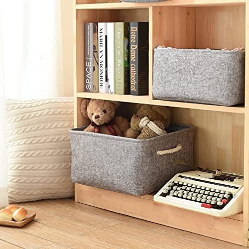 Storage Basket Fabric Sturdy Canvas Storage Bins Organizer with Handles for Clothes and Storage Foldable Storage Boxes Cubes - Image 3
