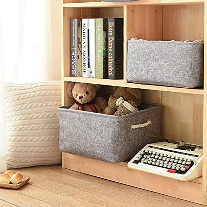 Storage Basket Fabric Sturdy Canvas Storage Bins Organizer with Handles for Clothes and Storage Foldable Storage Boxes Cubes - Image 3
