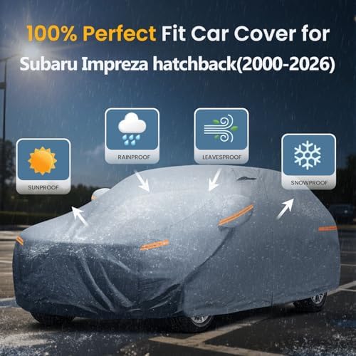 Waterproof Impreza Hatchback（2000-2026 Car Cover with Breathable Vents, [Upgrade] Premium Covers with Cotton Liner and Zipper Door,Sun Rain Snow Dust Uv Protection.(Gift with Towel) - Image 3