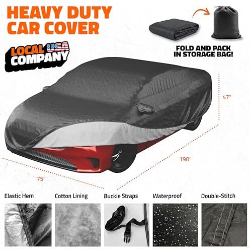 Mockins 190"x75"x47" Midsize Sedan Car Cover Waterproof All Weather Fit - Image 2