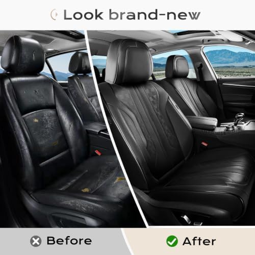 Coverado Car Seat Covers, Front Covers for Cars, Car Seat Cover Front Seats, Automotive Seat Cover, Waterproof, Leather Car Seat Cushion, Universal Interior Covers Seat Protectors for Most Cars - Image 5