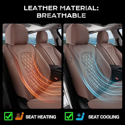 Coverado Front Seat Covers, Luxury Faux Leather Durable Anti-Scratch Cushions, Universal Fit for Cars, SUVs, Pickups, Waterproof Automotive Seat Covers, Car Accessories – Brown - Image 4