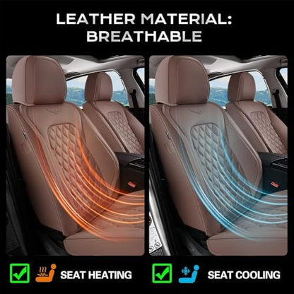 Coverado Front Seat Covers, Luxury Faux Leather Durable Anti-Scratch Cushions, Universal Fit for Cars, SUVs, Pickups, Waterproof Automotive Seat Covers, Car Accessories – Brown - Image 4