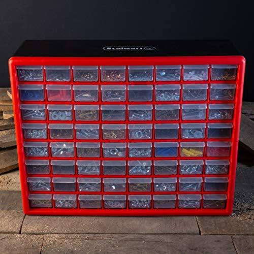 Stalwart 64-Drawer Storage Organizer, Red - Image 2