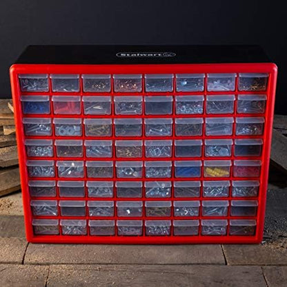 Stalwart 64-Drawer Storage Organizer, Red - Image 2