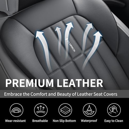 FLORICH Seat Cover, Leather Car Seat Covers Full Set, Waterproof Car Seat Protectors 5 Seats, Front and Rear Seat Covers for Cars, Automotive Seat Protector Fit for Most Sedans SUV Truck - GrayBlack - Image 6