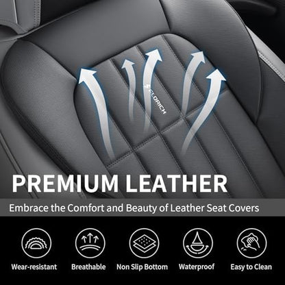 FLORICH Seat Cover, Leather Car Seat Covers Full Set, Waterproof Car Seat Protectors 5 Seats, Front and Rear Seat Covers for Cars, Automotive Seat Protector Fit for Most Sedans SUV Truck - GrayBlack - Image 6