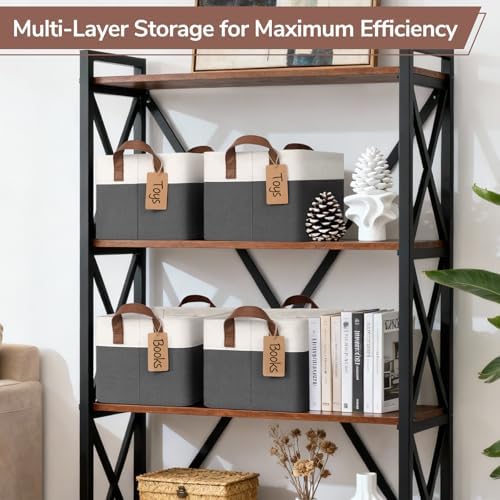 CHICVITA 4 Pack Fabric Storage Bins for Shelves, 20L Gray & White - Image 6
