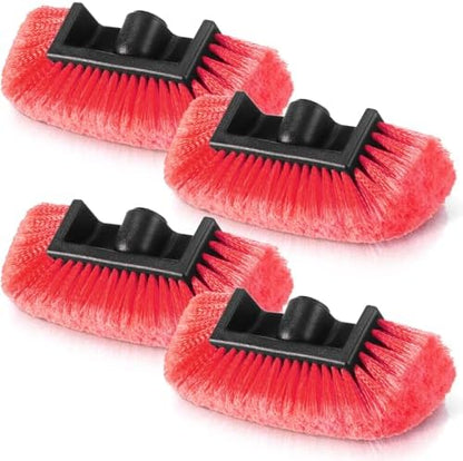 Vesici 4 Pcs Car Wash Brush Head with Soft Detailing Bristle Flow Thru Car Cleaning Brush Exterior Cars Wash Equipment for Auto Truck RV Boat Camper Washing, 10 Inch (Red) by Vesici
