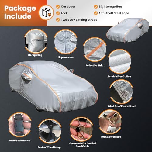 Waterproof car Cover,car Snow Cover,Outdoor car Cover，car Covers for Automobiles All Weather Waterproof，Full Exterior Covers Rain UV Snow Protection Inner Cotton,Fit All Sedan 186" to 194" - Image 2