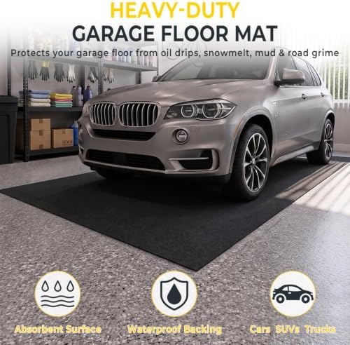 20' x 7'4" Garage Floor Mats - All-Weather Garage Floor Mats for Under Car, Absorbent Oil Spill Mat, Anti-Slip Garage Carpet, Reusable Garage Mats with Waterproof Backing, Garage Car Mat & Floor Rug - Image 3