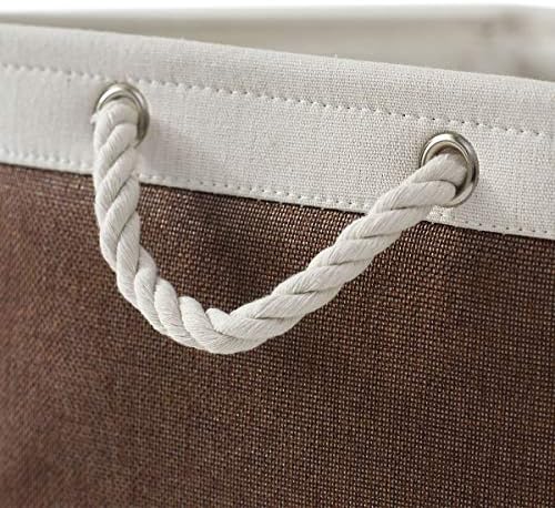 Large Storage Baskets for Shelves, Fabric Baskets for Organizing, Collapsible Storage Bins for Closet, Nursery, Clothes, Home & Office [3-Pack, White&Brown] - Image 3