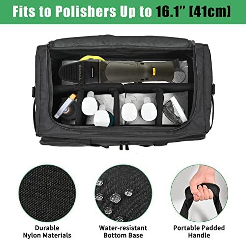 Large Car Detailing Bag, Cleaning Caddy with Lid and Handle for Auto Detailing Supplies, Car Cleaning Storage Trunk Organizer for Polisher and Vehicle Wash Tools, Black - Image 3