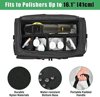 Large Car Detailing Bag, Cleaning Caddy with Lid and Handle for Auto Detailing Supplies, Car Cleaning Storage Trunk Organizer for Polisher and Vehicle Wash Tools, Black - Image 3
