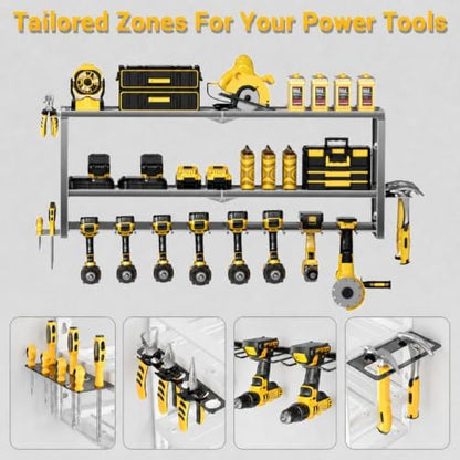 Large Power Tool Organizer Wall Mount,3-Tier 8 Slot,Extra Tall,Black - Image 2