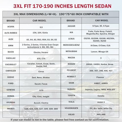 Car Cover Waterproof All Weather, Coverado Soft Cotton Backing Full Exterior Covers with Zipper Door Snow Wind Sun UV Hail Protector Outdoor Car Cover Universal Fit for 170-190 inches Length Sedan - Image 6