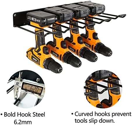 UU-Major Power Tool Organizer for Garage Organization,Drill Holder Wall Mount for Tool Stoarge, Tool Organizers and Garage Storage Shelves for Charging.Heavy Duty With 4 Holders - Image 4