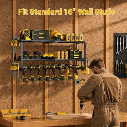 Large Power Tool Organizer Wall Mount,3-Tier 8 Slot,Extra Tall,Black - Image 5