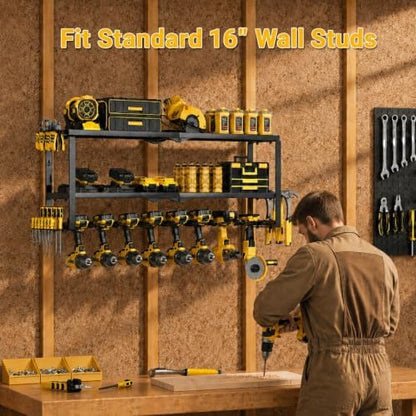 Large Power Tool Organizer Wall Mount,3-Tier 8 Slot,Extra Tall,Black - Image 5