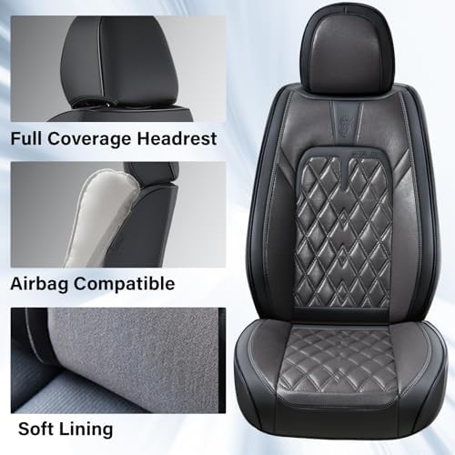 Coverado Car Seat Covers Front Seats, 2 Pack Waterproof Leather Seat Covers for Cars, Luxury Car Seat Protector, Anti-Slip Design Seat Cushions, Black Seat Covers Universal Fit for Most Cars - Image 3
