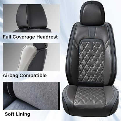 Coverado Car Seat Covers Front Seats, 2 Pack Waterproof Leather Seat Covers for Cars, Luxury Car Seat Protector, Anti-Slip Design Seat Cushions, Black Seat Covers Universal Fit for Most Cars - Image 3