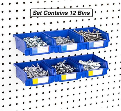 Pegboard Bins - 12 Pack Blue - Hooks to Any Peg Board - Organize Hardware, Accessories, Attachments, Workbench, Garage Storage, Craft Room, Tool Shed, Hobby Supplies, Small Parts - Image 3