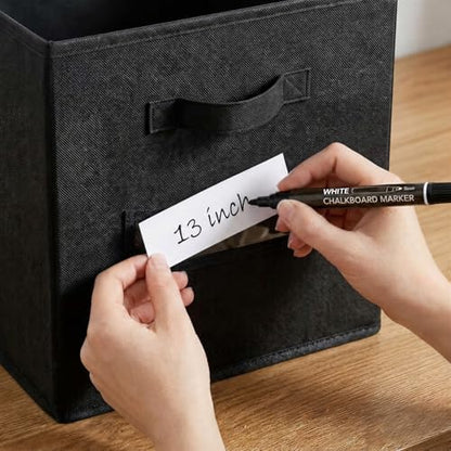 Storage Bins,13" Cube Storage Bin with Labels,10pcs,Black - Image 4