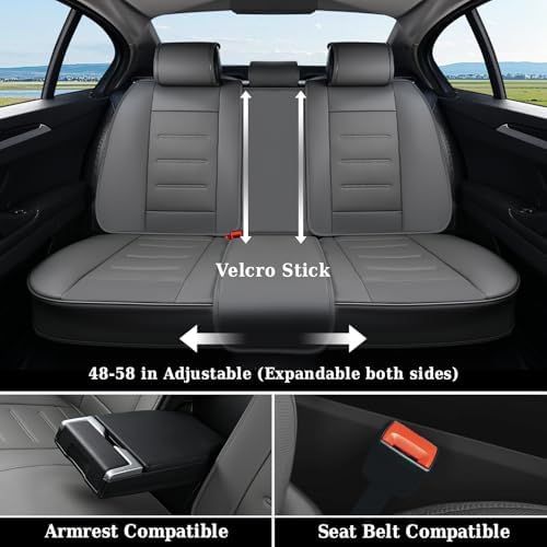 Coverado Car Seat Covers Full Set, Seat Covers for Cars, Car Seat Cover, Car Seat Protector Waterproof, Leather Car Seat Cushion, Universal Car Interior Covers Seat Protectors for Most Cars Gray - Image 5