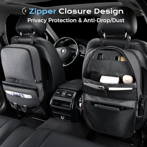 Coverado Backseat Car Organizer, Heavy-Duty Durable Dual-Way Use Car Back Seat Organizer Waterproof with Reinforced Pockets, Zipper Closure Design, Protect Valuables from Spills, Keeps Car Tidy - Image 3