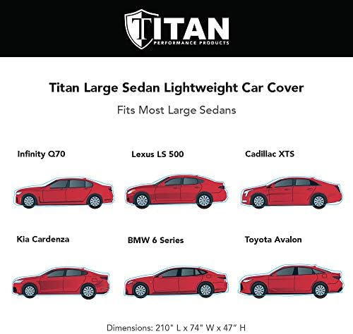 Titan Jet Black Poly 210T Car Cover for Large Sedans 203-212". Waterproof, UV Protection, Scratch Resistant, Driver-Side Zippered Opening. Fits Avalon, XTS, 6-8 and More. - Image 4