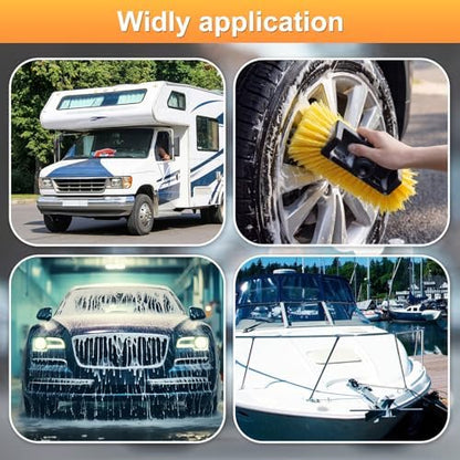 Vesici 8 Pcs Car Wash Brush Head with Soft Detailing Bristle Flow Thru Car Cleaning Brush Exterior Cars Wash Equipment for Auto Truck RV Boat Camper Washing, 10 Inch (Yellow) - Image 6