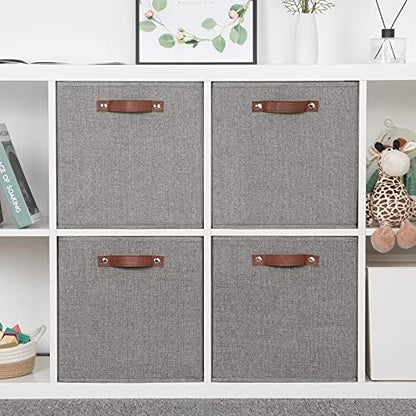 Temary Fabric Storage Cubes - 13 x 13 Collapsible Bins with Handles for Home Organization (Gray) - Image 5