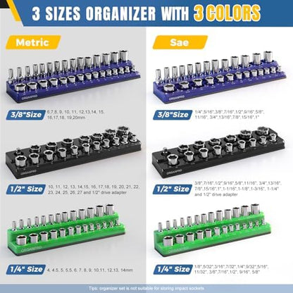 9PCS Magnetic Socket Organizer & Magnetic Wrench Organizer Set - Image 2
