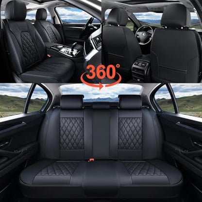 Coverado Car Seat Covers Front Seats, 2-Pack Black Seat Covers for Cars, Waterproof Nappa Leather Car Seat Covers for Cars, Car Seat Protector Car Seat Cushion Universal Fit for Most Cars Truck SUV - Image 6