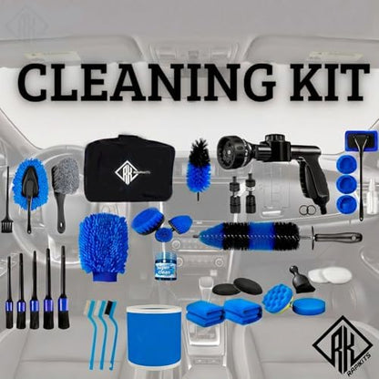 42Pcs Car Detailing Kit, Car Detailing Brush Set, Car Wash Cleaning Kit, Car Detailing Brushes, Professional Car Care Kit for Interior Exterior Wheels, Blue (42) - Image 3