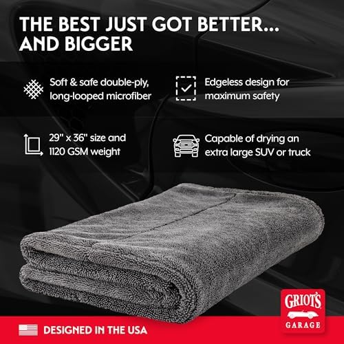 Griot's Garage Extra-Large PFM Edgeless Microfiber Drying Towel for Car Wash and Detailing, Ideal for SUVs, Trucks, and RVs, 29" x 36", 55596 - Image 3