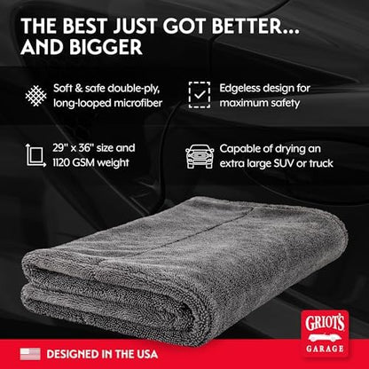 Griot's Garage Extra-Large PFM Edgeless Microfiber Drying Towel for Car Wash and Detailing, Ideal for SUVs, Trucks, and RVs, 29" x 36", 55596 - Image 3
