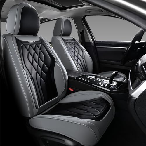 FLORICH Car Seat Covers Full Set, Leather Car Seat Protector, Waterproof Automotive Seat Cover with Anti-Slip Padded, Airbag Compatible, Universal Seat Covers Fit for Most Car - Gray&Black - Image 2