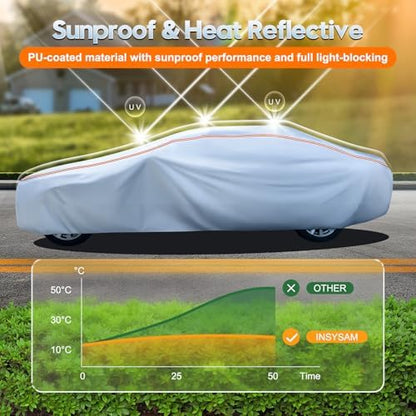 Car Cover Waterproof All Weather 5 S Quick Install Universal Fit Sedan/Coupe/Cabrio (5.Fit Sedan/Coupe/Cabrio Length 178-185 Inch) - Image 5
