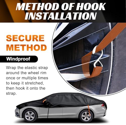 Half Car Cover Sedan M, Car Snow Cover for Windshield & Sunroof Protection with Soft Lining, Top Only Partial Cover for Convertible - Image 6