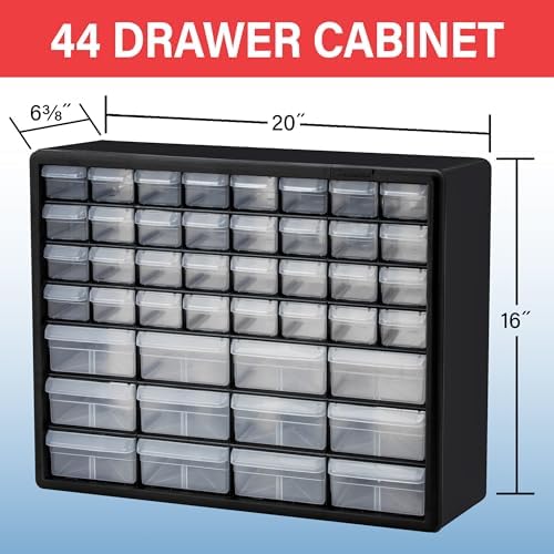 Akro-Mils 44-Drawer Plastic Storage Cabinet, 20"W x 6"D x 16"H, Black - Image 3