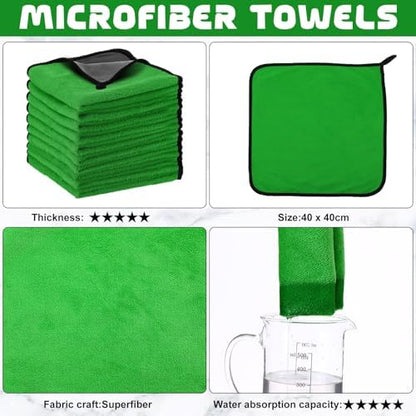 Tallew 50 Pcs Microfiber Towels:16"x16" Microfiber Drying Towels Bulk Micro Fiber Car Cleaning Cloth for Cars Drying Washing Polishing Office Windows Cleaning Household Supplies (Green,Gray) - Image 4